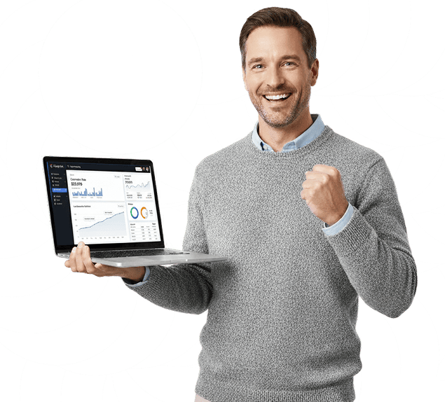 Men holding a laptop